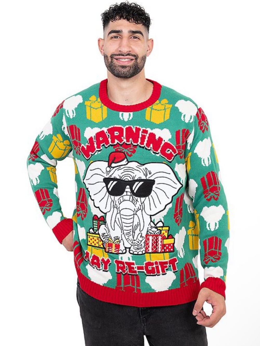 Jollidays Elephant Novelty Holiday Ugly Christmas Crewneck Sweater Size 4XB NWT